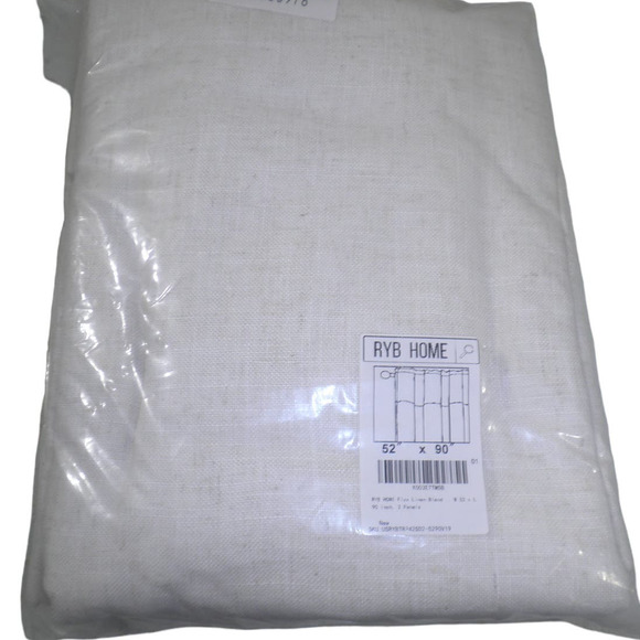 2 Flax Linen Blend Curtain Panels, Each 52"W x 90"L, Semi-Sheer, Light Filtering - Picture 7 of 8